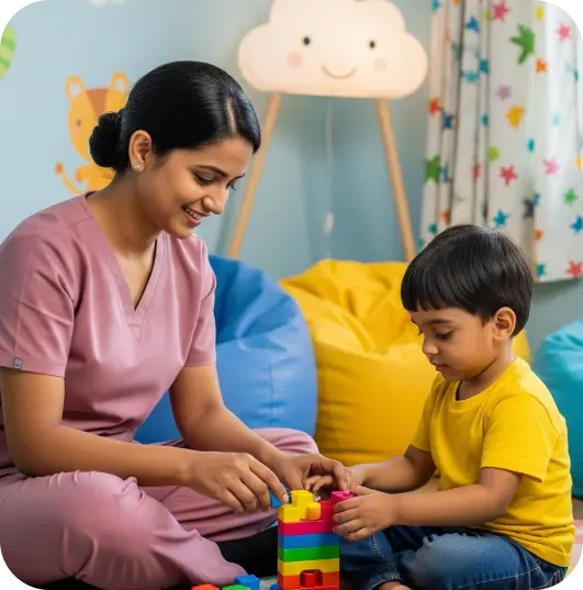 Mother and child playing