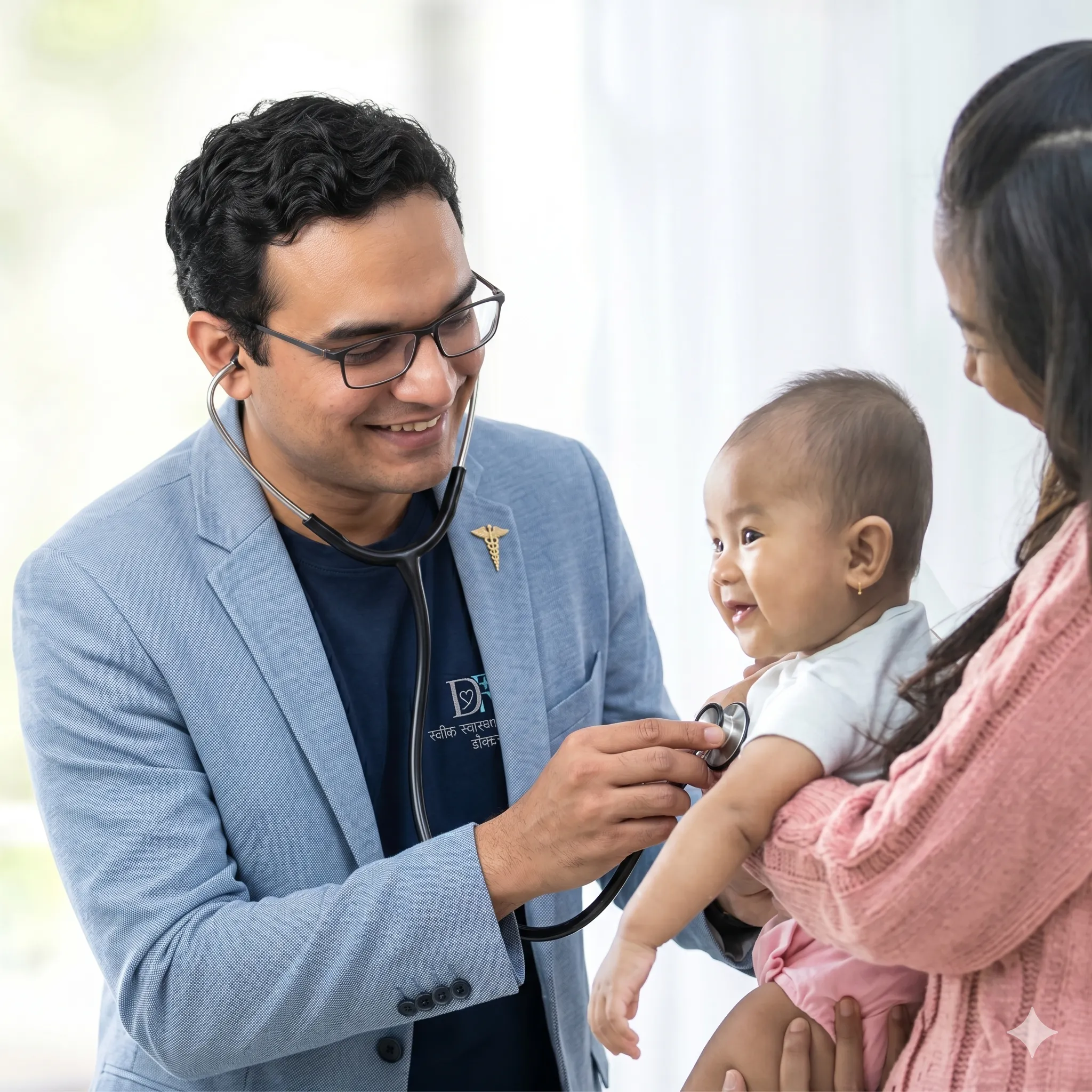 Doctor checking baby